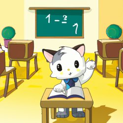 Cute kitten in the class at university Meme Template