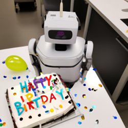 A robot named CLM celebrating a co worker's birthday Meme Template