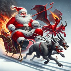 Santa racing the devil Meme Template