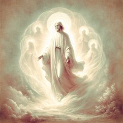 Whiteish aura that resembles light around a saint in a religious Meme Template
