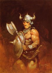 Conan portrait by Frazetta Meme Template