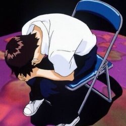 Shinji Ikari on a chair Meme Template