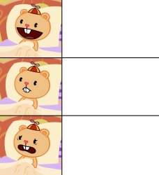 Happy to Scared Cub Meme Template