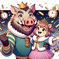 Daddy boar whith little princess boar celebrate the new year Meme Template