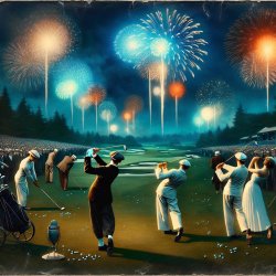 New Years fireworks and golfing Meme Template