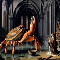 A holy crab baptizing a human. Meme Template