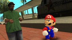 Big Smoke talking to Mario Meme Template