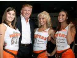 Trump w. Hooters waitresses, none of whom have a sense of smell Meme Template