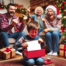 Niño recibe regalo de broma chillando Meme Template