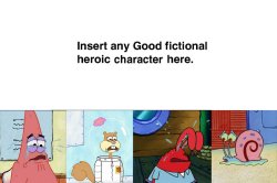 (insert a character you like) explaning to spongebob's friends Meme Template