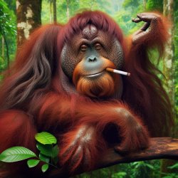 Orangutan smokes cigarette Meme Template