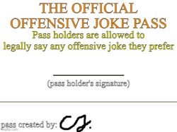 The Official Offensive Joke Pass Meme Template