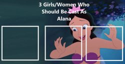 females who should be cast as alana Meme Template