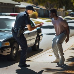 white officer approaching a black man pulled over with caution Meme Template