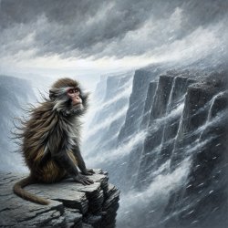 Depressed monkey standing on the edge Meme Template
