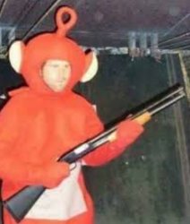 Teletubby with shotgun Meme Template