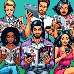 people are reading magazines online Meme Template
