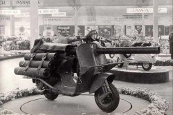 Vespa scooter with recoilless rifle - Italian Army Meme Template