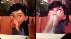 Violet spitting water through her nose Meme Template