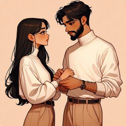 Young man and young woman wearing both white pullover and beige Meme Template