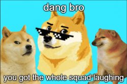 dang bro you got the whole squad laughing doge Meme Template