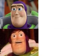 Normal vs Cursed Buzz Lightyear Meme Template