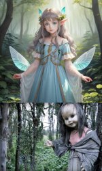 MAGICAL FAIRY WOODS VS. TERRIFYING DOLL WOODS Meme Template