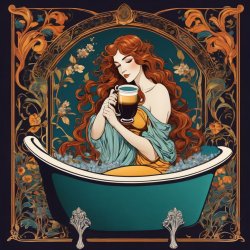 ART NOUVEAU COFFEE POSTER, GIRL IN BATHTUB Meme Template