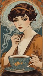 ART NOUVEAU COFFEE POSTER 9 PIXIE HAIR FLAPPER Meme Template