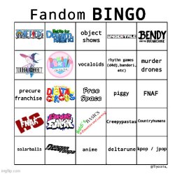 Fandom bingo Meme Template