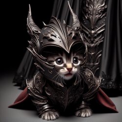 Cute kitten in evil knight armor Meme Template