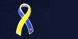 blue yellow ribbon Ukraine Down Syndrome Meme Template