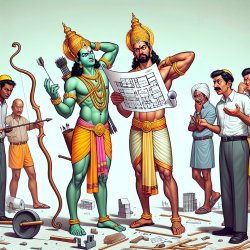 Image: Create a humorous image of Lord Rama and Laxman holding b Meme Template