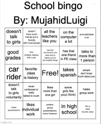 School bingo Meme Template