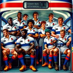 English rugby team in bus Meme Template