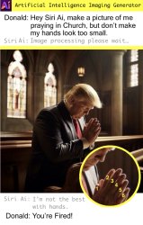 Donald Trump praying in Church with six fingers meme Meme Template