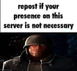 repost if your presence on this server is not necessary Meme Template