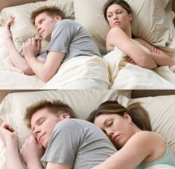 Couple in bed hug Meme Template