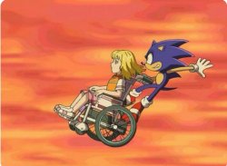 Sonic riding girl's wheelchair Meme Template