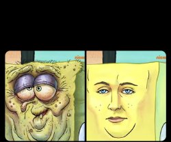SpongeBob Ugly vs SpongeBob Handsome Meme Template