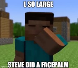 L so large; Steve did a facepalm Meme Template