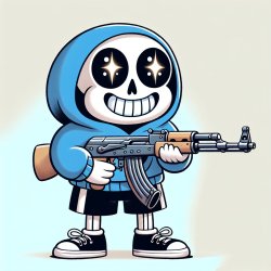 Sans with a AK-47 meme Meme Template