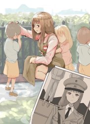 Manga female soldier with children Meme Template