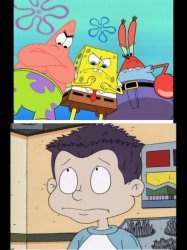 Spongebob, patrick and mr krabs vs tommy pickles Meme Template