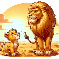 a lion cub looking at a lion Meme Template