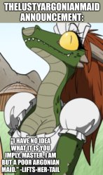 TheLustyArgonianMaid announcement template Meme Template
