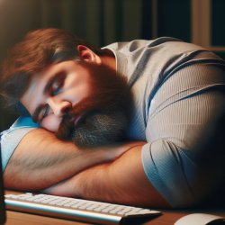 Heavy set white Guy sleeping at his computer keyboard Meme Template