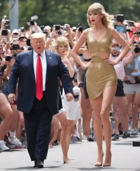 Trump, Taylor Swift, popularity in size order, tall Meme Template