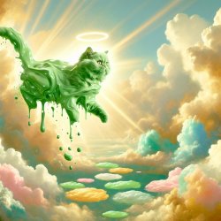 Slime cat Fells Into Heaven Meme Template