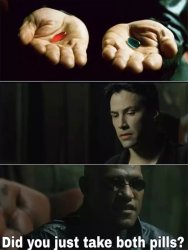 Red and blue pill Meme Template